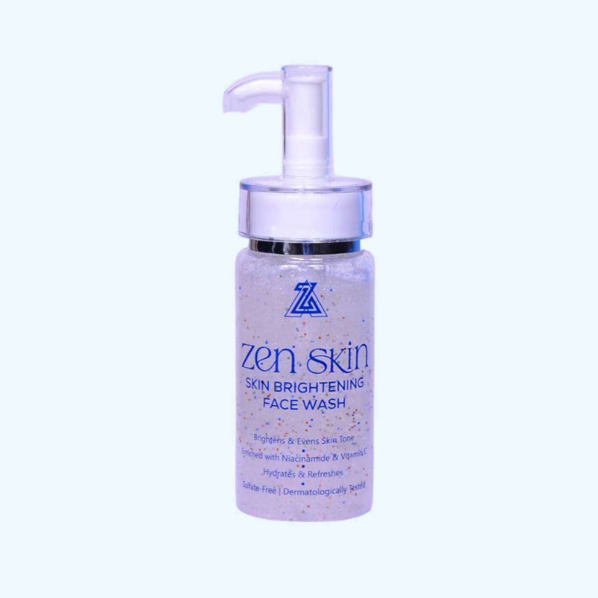 Zen Skin skin brightening face wash bottle on a white background