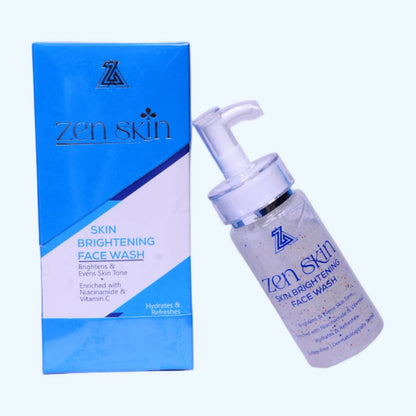 Zen Skin skin brightening face wash bottle and packaging on a white background