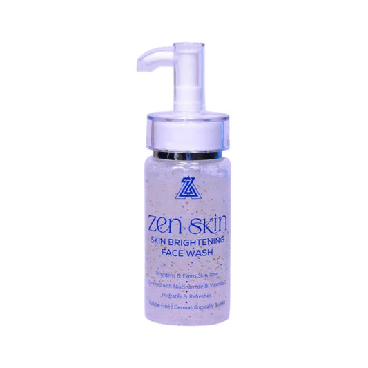 Bottle of Zen Skin skin brightening face wash on a white background
